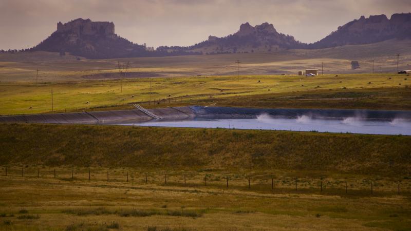Muddy landscape with body of water