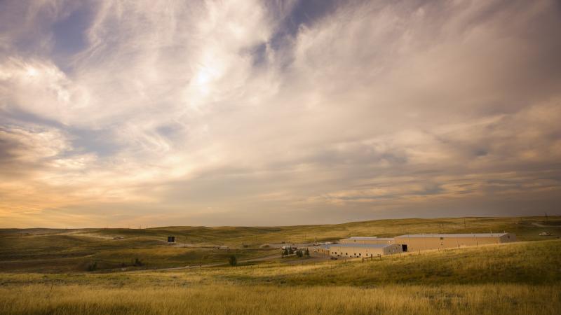 Clouds above grassy landscape